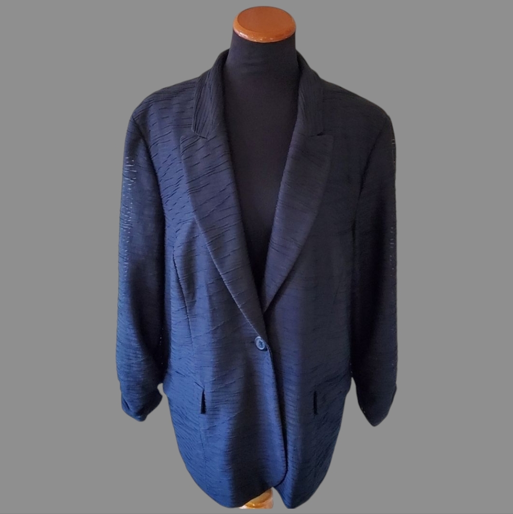 Chico's XL Modern Contemporary Whimsigoth Romantic Illusion Sleeve Blazer - Picture 4 of 14